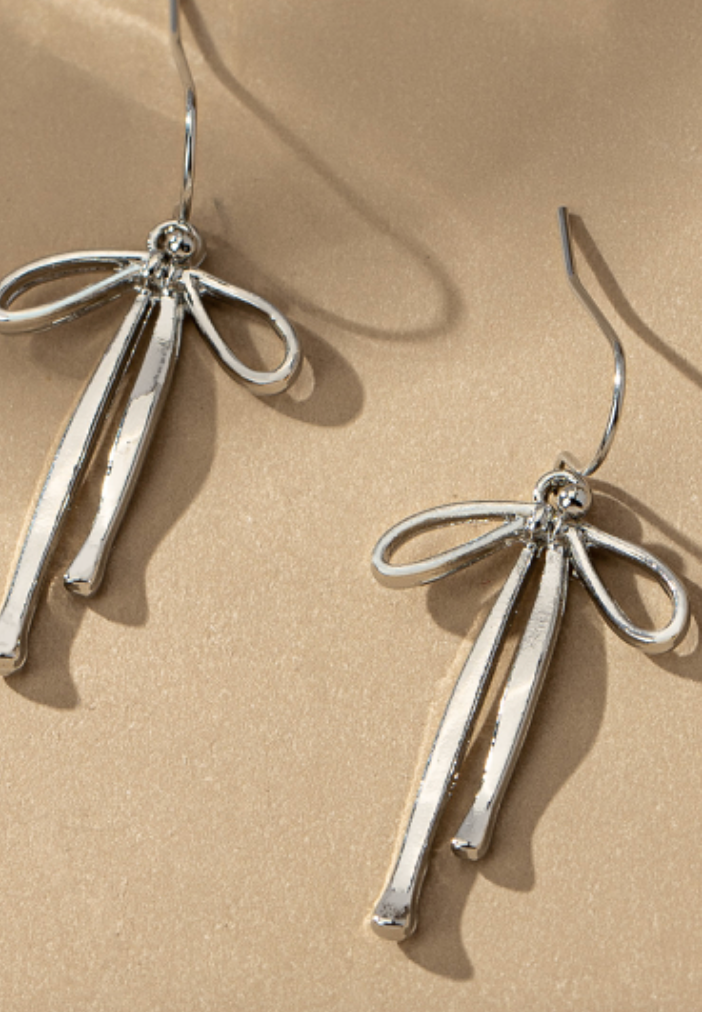 Bow Bow- Silver Earrings