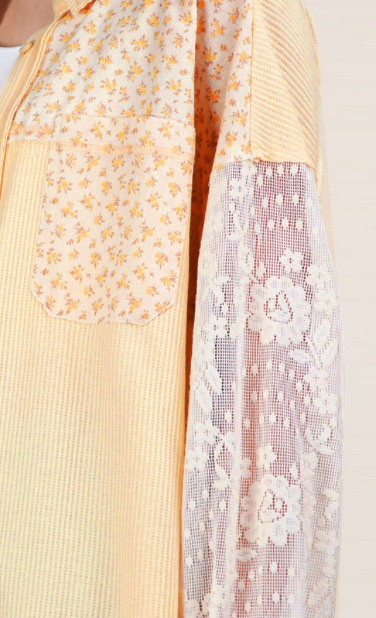 Floral Button Up - Yellow