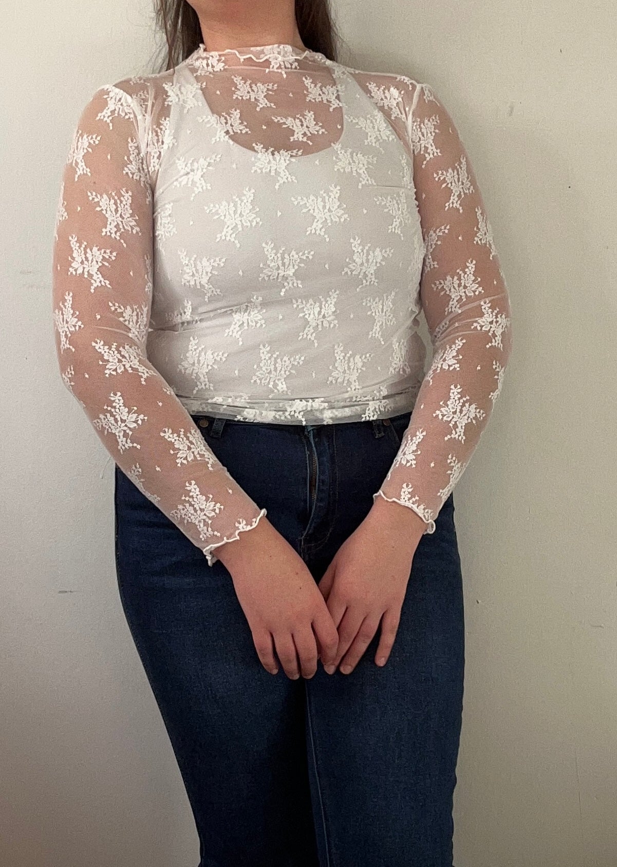 Sheer Floral Top - White