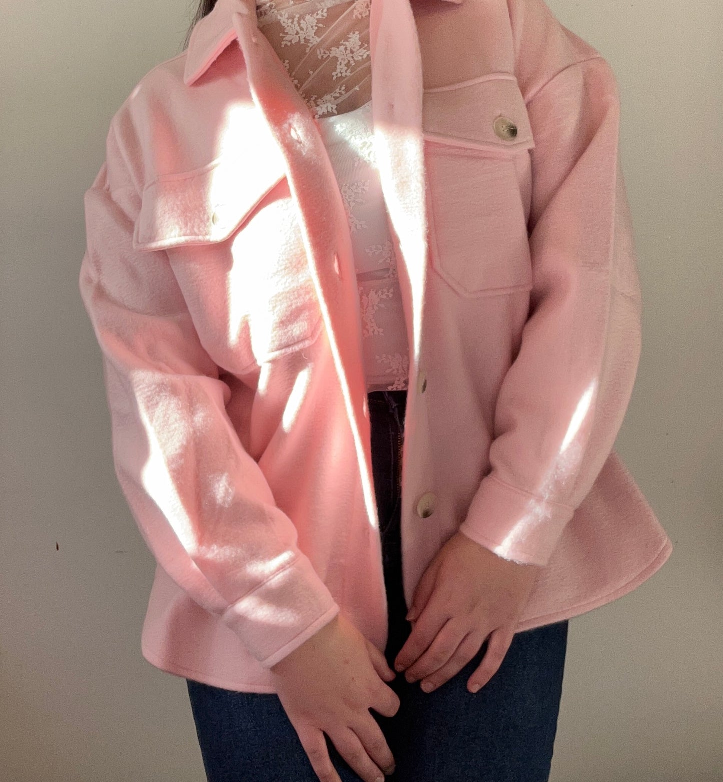 Cozied Up Shacket - Pink