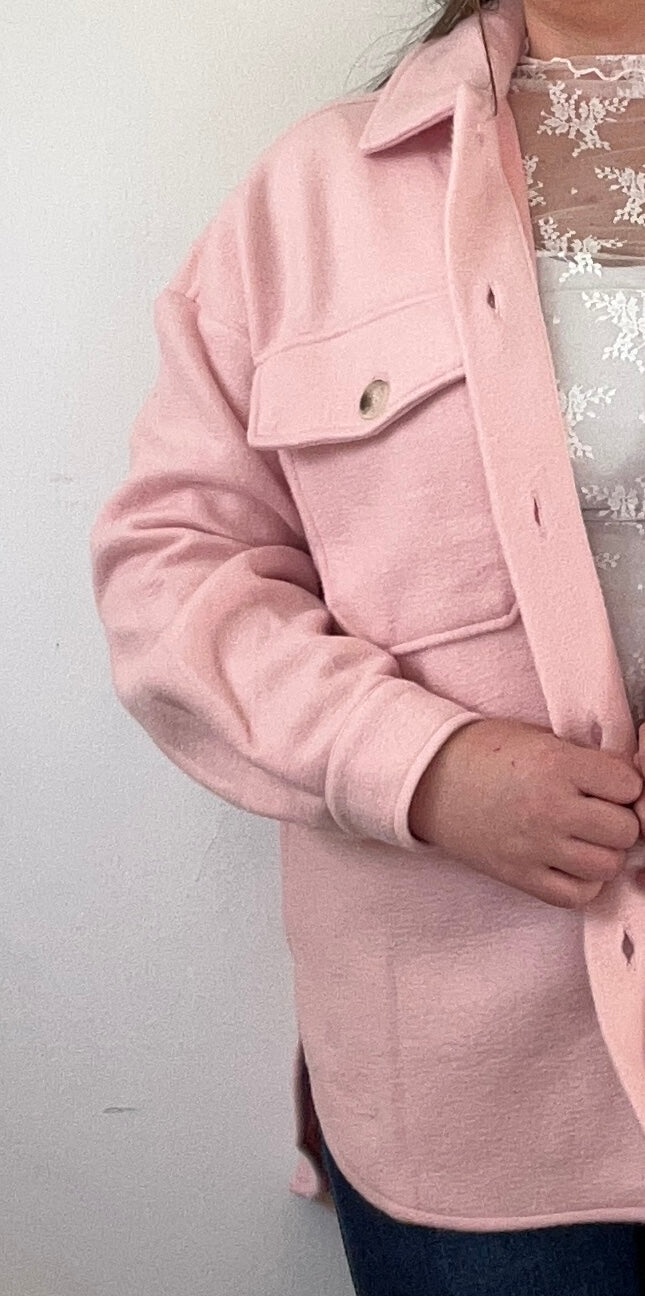 Cozied Up Shacket - Pink