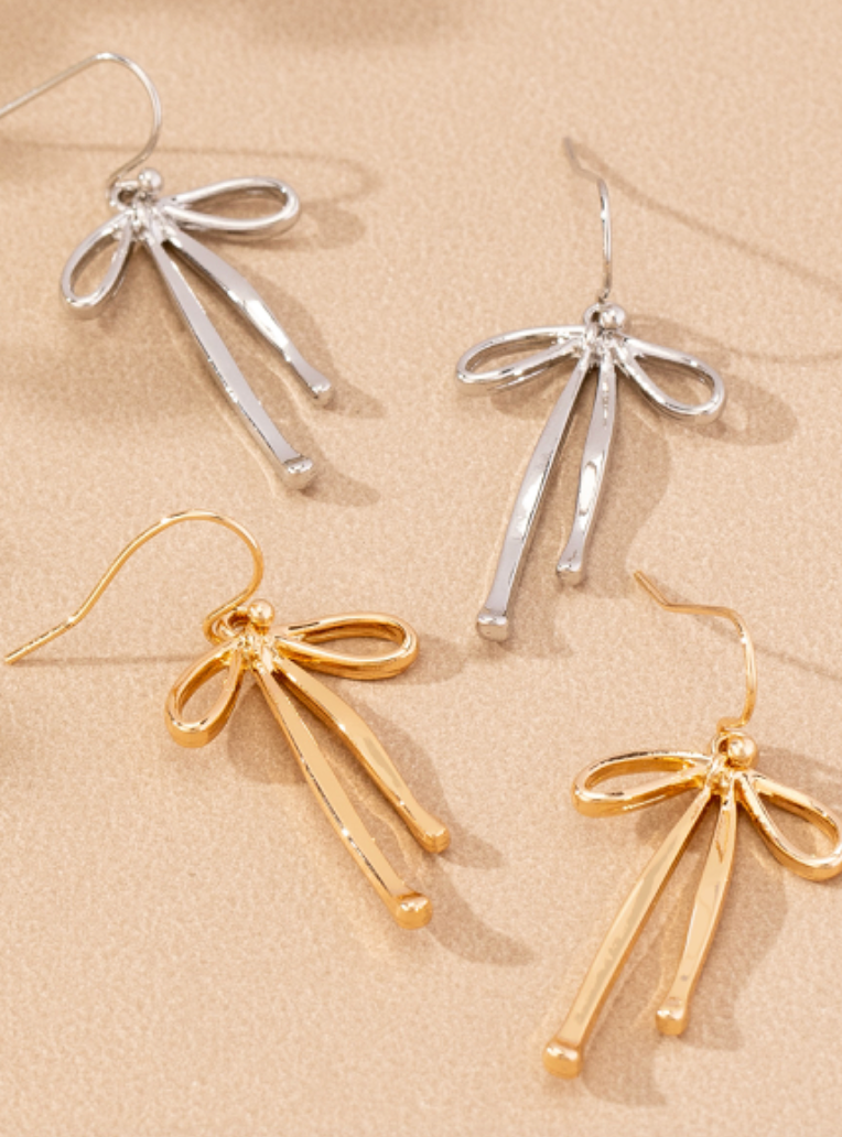 Bow Bow- Silver Earrings