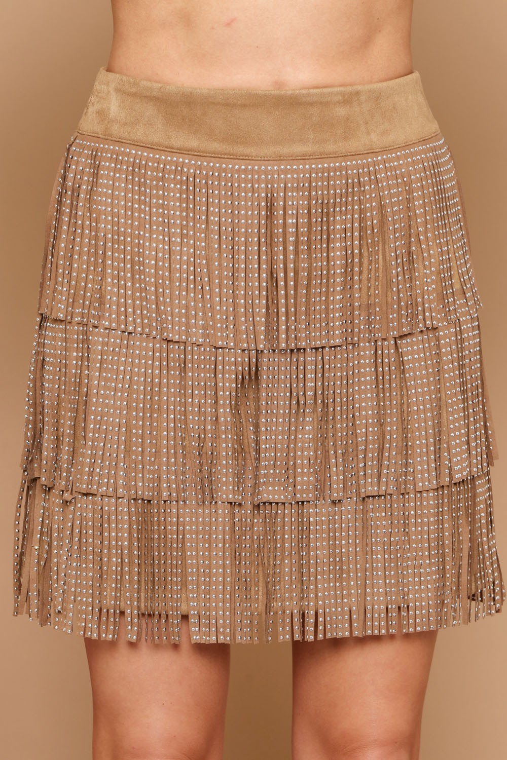 Studded Skirt-Camel